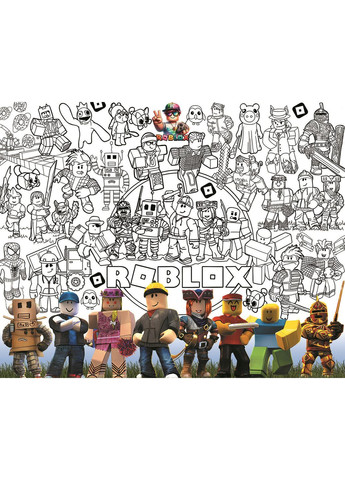 Раскраска Роблокс / Roblox 120 х 150 см, Мега большая раскраска, набор с фломастерами No Brand (361258230)