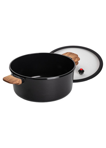 Алюминиевая кастрюля 6,9 л черная с керамическим антипригарным покрытием для готовки посуда для кухни ProDobro (364192994)