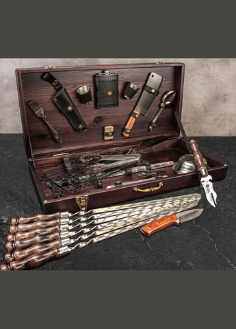 Шампури ручної роботи з нержавіючої сталі "Одін" 45 предметів | Подарунок на День Народження Handmade WC-009 (346085159)