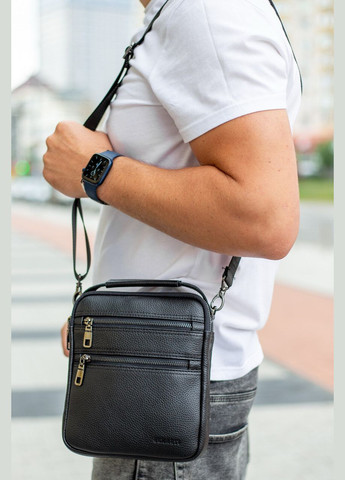 Шкіряна чоловіча сумка-барсетка через плече чорна BX-14660 Bexhill (338373031)