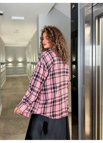 Розовая повседневный, кэжуал рубашка в клетку Україна с длинным рукавом