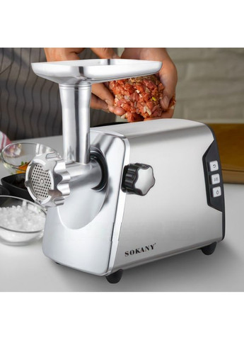 Електрична м'ясорубка із захистом від перевантаження, електро-м'ясорубка зі змінними насадками, функція реверсу, 3800 Вт (EM422) Sokany (372478398)