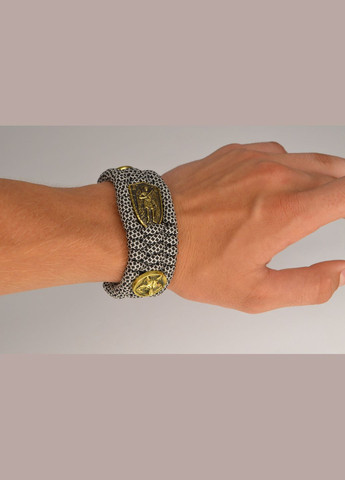 Браслет с волком гербом Архангелом Михаилом и застежкой Волк из латуни плетения Трилобит + брелок в подарок No Brand (341739019)