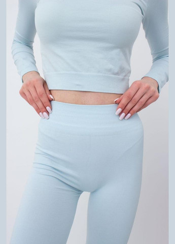 Голубые демисезонные леггинсы женские бесшовные спортивные из микрофибры Giulia