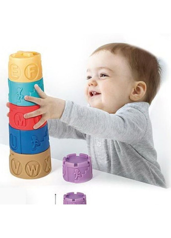 Сенсорная тактильная пирамидка Монтессори для малышей, высота 23 см, 6 элементов No Brand (339100893)