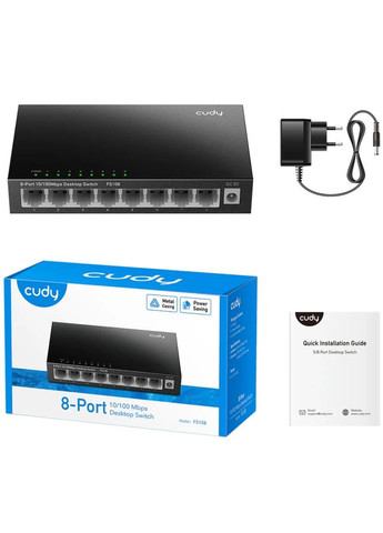 Коммутатор FS108, 8 портовый 10/100 Mbps Metal Switch Cudy (330029004)