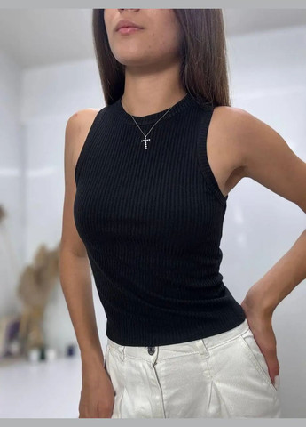 Майка в рубчик на широких бретелях No Brand — 328265402