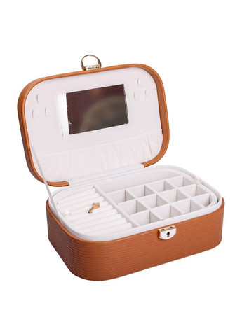 Скринька для прикрас з еко шкіри 2 яруси із замком органайзер для ювелірних виробів HP-5-1BR Yiwu (370800800)