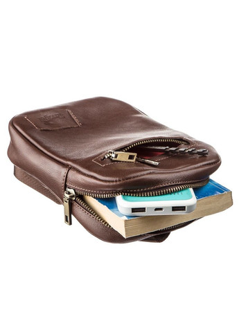 Кожаная сумка кросс боди мужская мессенджер через плечо коричневая 19103 Shvigel (329195261)