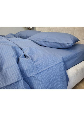 Постільна білизна з резинкою Синій GS199, ранфорс гофра (жатка) Сімейний розмір, наволочки 70/70 No Brand (363191075)