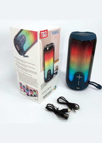 Bluetooth-колонка TG651 с RGB ПОДСВЕТОМ, аккумуляторная колонка для музыки, для вечеринки. Цвет: синий No Brand (359475268)