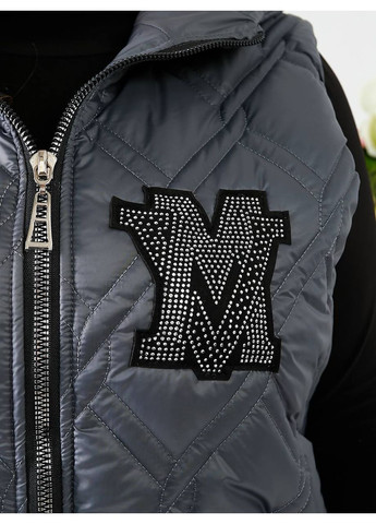 Жилетка жіноча стьобана з капюшоном і нашивкою в камінні (Заміри в описі) DK/DL Мода без кордонів (366725501)