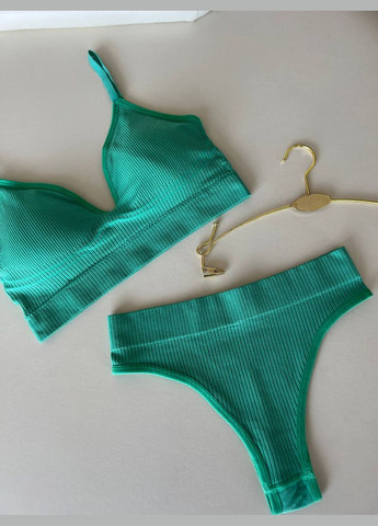 Зеленый демисезонный базовый женский комплект белья No Brand