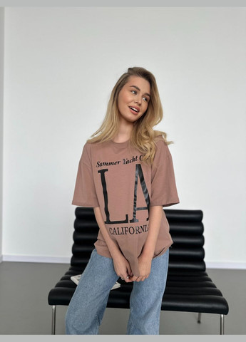 Бежевая женская базовая футболка цвет мокко р.42/46 452940 New Trend
