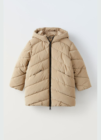 Бежевая демисезонная стеганая куртка для девочки бежевая 3121701743 Zara