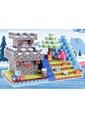 Магнитный конструктор 200 блоков кубики на магнитах Майнкрафт Замок с террасой Minecraft (370776275)