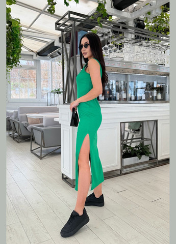 Зелена повсякденний, кежуал елегантна базова сукня міді INNOE однотонна