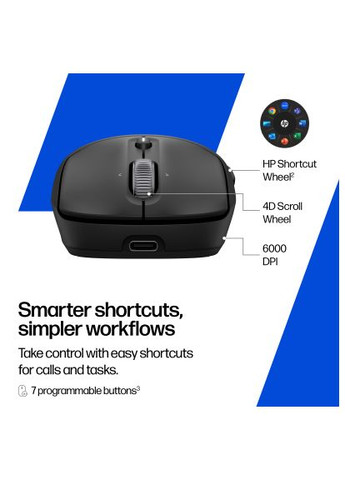 Мышка (AZ7B0AA) HP 700 Rechargeable Wireless/Bluetooth Black (366700772)