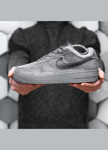 Сірі Зимовий кросівки зимові чоловічі і жіночі nike air force 1 winter low gray fur | найк аір форс 1 низькі сірі з хутром No Brand