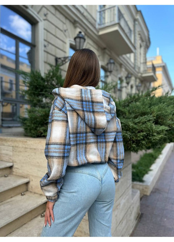 Светло-голубой спортивная, повседневный рубашка в клетку More_bboutique с длинным рукавом