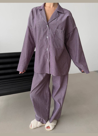 Фиолетовая всесезон пижама женская тройка рубашка + шорты + брюки Adelante