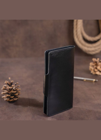 Гаманець чоловічий шкіряний вертикальний алькор на кнопках 16173 Чорний Shvigel (306881899)