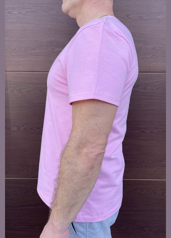 Розовая стильная базовая мужская футболка с коротким рукавом No Brand