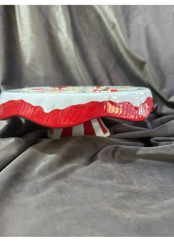 Тортівниця на ніжці новорічна Веселі пряники з кераміки 24 см 6037-012 ELISEY (364274495)