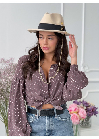 Шляпа женская Федора Calabria с металлическим декором и цепочкой молочная No Brand (308448906)