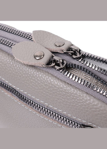 Зручна сумка жіноча прошита ромбами на лицьовій стороні з натуральної шкіри сірий 19,5х12,5х7 см 22810 Vintage (329197968)