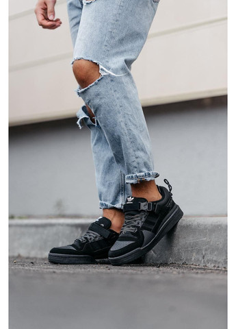 Черные демисезонные кроссовки мужские adidas forum x bad bunny black адидас форум бед банни No Brand