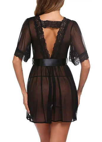 Кружевный халат. Женский длинный кружевной халат с трусиками и глазом. Прозрачный сексуальный халат China (360864049)