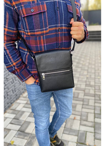 Кожаная мужская сумка черный цвет Status One No Brand (366420844)