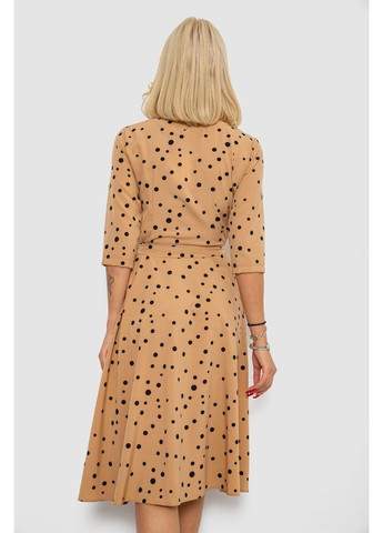 Бежевое повседневный платье софт с принтом в горох, 230r1011-6 Ager