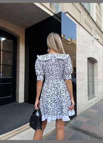 Белое праздничный, повседневный, кэжуал женское платье с цветочным принтом а-силуэт Style Point с цветочным принтом