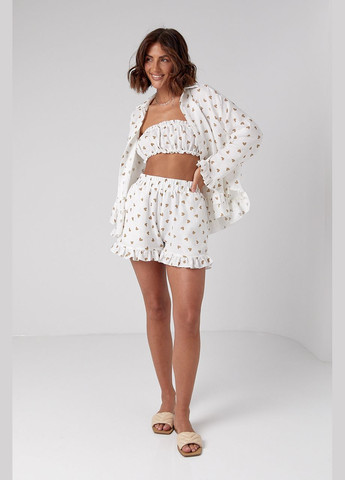 Летний костюм-тройка украшенный сердечками Lurex (296889469)