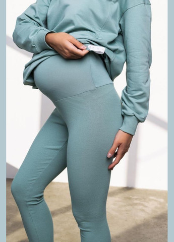 Бірюзові лосини для вагітних бавовняні в рубчик трикотажні Юла мама (279303146)