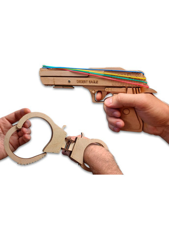 Набір для творчості Пістолет резинкостріл DESERT EAGLE, ніж TANTO, наручники та мішені із фанери Набір №54 KOGOTOK (335056193)