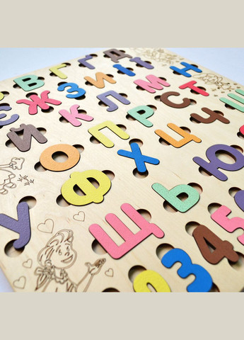 Дерев'яна абетка вкладиш "Принцеси", дитячий алфавіт із дерева, дерев'яна азбука УКРАЇНСЬКА No Brand (301482789)