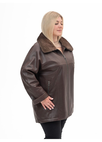 Коричневая демисезонная женская кожаная куртка весна Fabio Monti