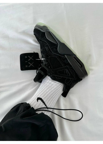 КРОСІВКИ ЖІНОЧІ NIKE AIR JORDAN 4 X KAWS BLACK НАЙК АІР ДЖОРДАН No Brand чорні демісезони (367115045)