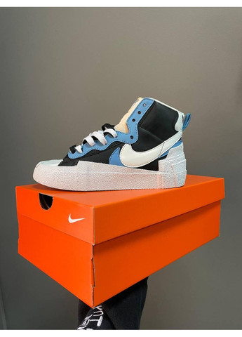 Черные демисезонные кроссовки мужские nike blazer x sacai black legend blue найк блейзер No Brand