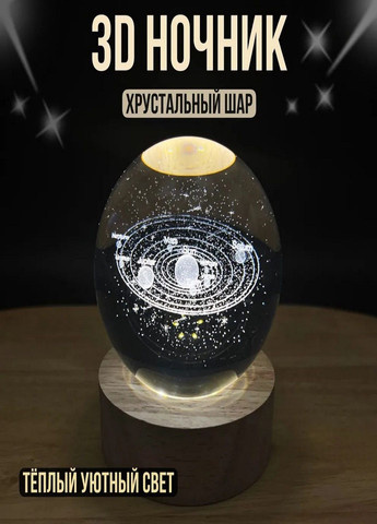 Декоративний 3D нічник кришталева куля «Сонячна Система» USB VTech (305057683)