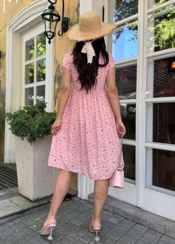 Пудрова повсякденний сукня-міді з квітковим принтом Украина з квітковим принтом