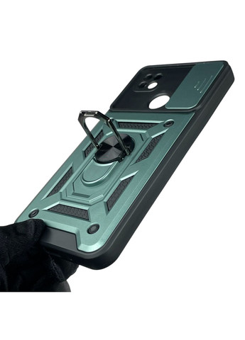 Чохол для Redmi 10A броньований з кільцем-тримачем підставкою зі шторкою на сяомі редмі 10а зелений rg1 Xiaomi (366386320)