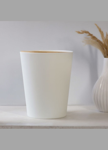 Відро для сміття MVM MY HOME Scandinavia 9 л Білий/дерево (BIN-20 9L WHITE/WOOD) МВМ (365280794)