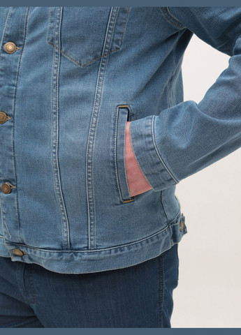 Светло-синяя демисезонная куртка джинсовая мужская голубая куртка-пиджак FRANCO BENUSSI Пряма