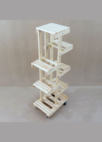 Подставка для цветов из дерева Порталегри 5 на колёсиках бланже (ЦВТ-516301) No Brand (328226493)