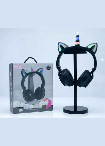Дитячі бездротові Bluetooth навушники єдиноріг з котячими вушками STN-27 Чорні (1756375343) No Brand (325402843)