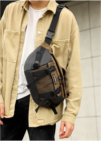 Спортивна сумка чоловіча на пояс через плече з текстилю велика Чорний 35341 Sambag (352165874)